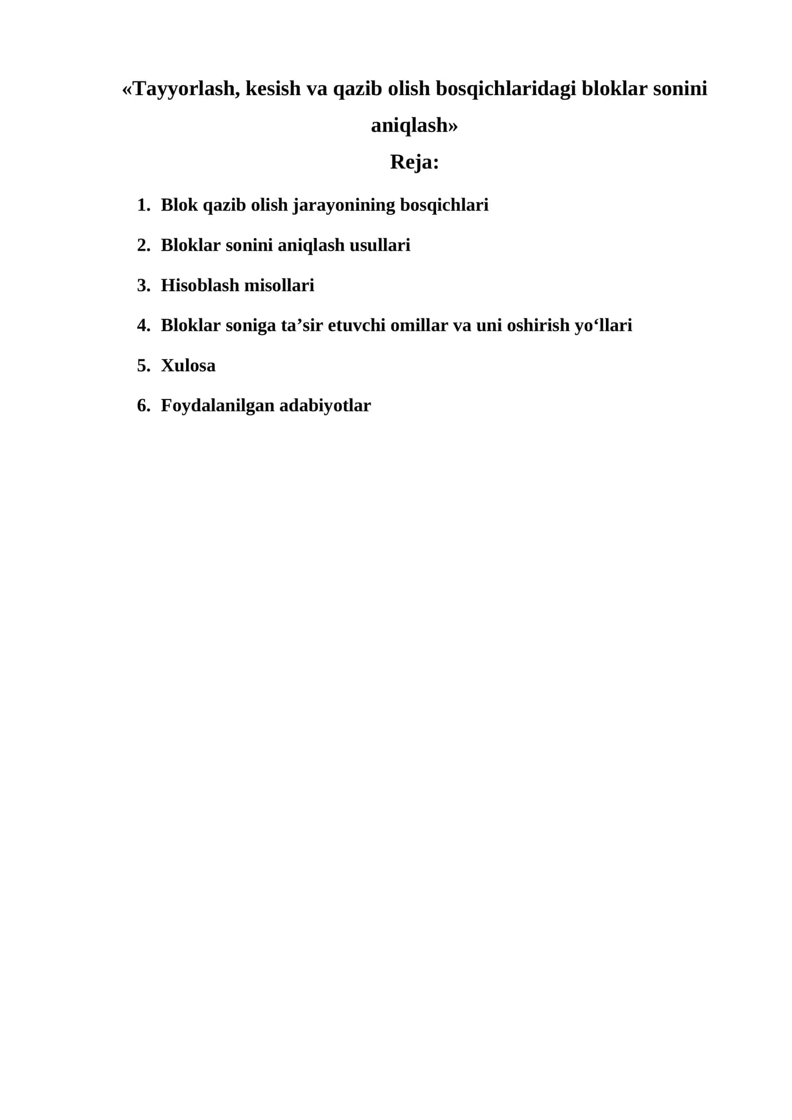 Blokli tosh qazib olish 1