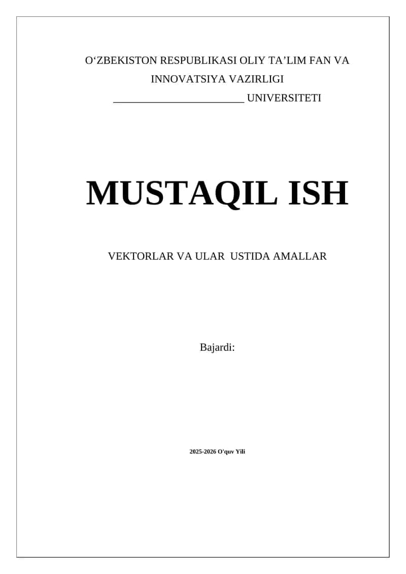 Vektorlar va ular ustida amallar 1