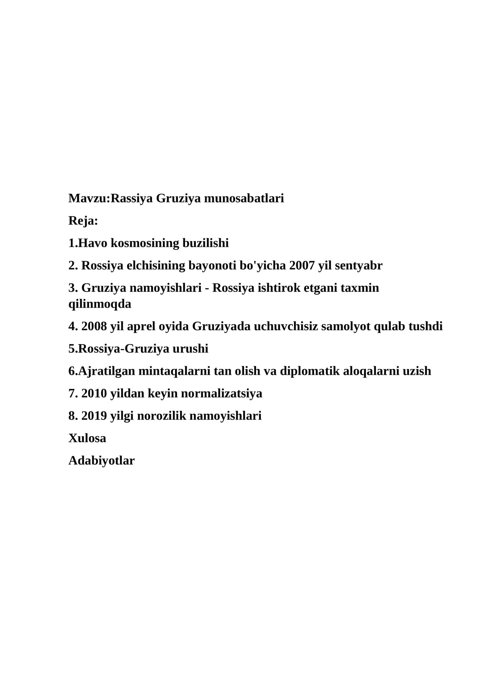 Rossiya Gruziya munosabatlari 1
