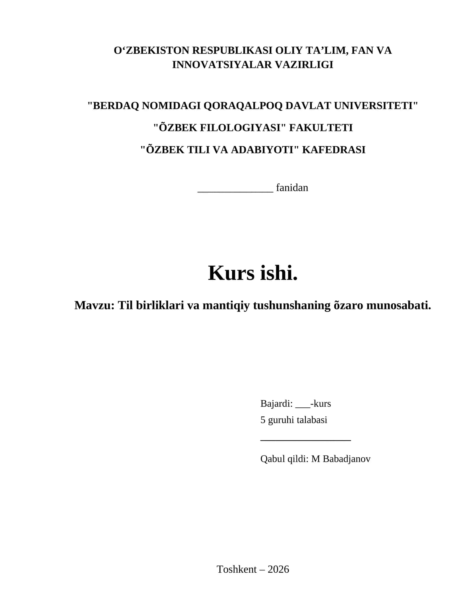 Til birliklari va mantiqiy tushunshaning õzaro munosabati. 1