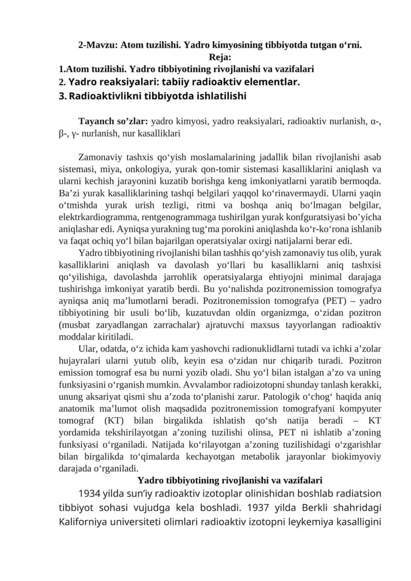 Atom tuzilishi va yadro kimyosi 1