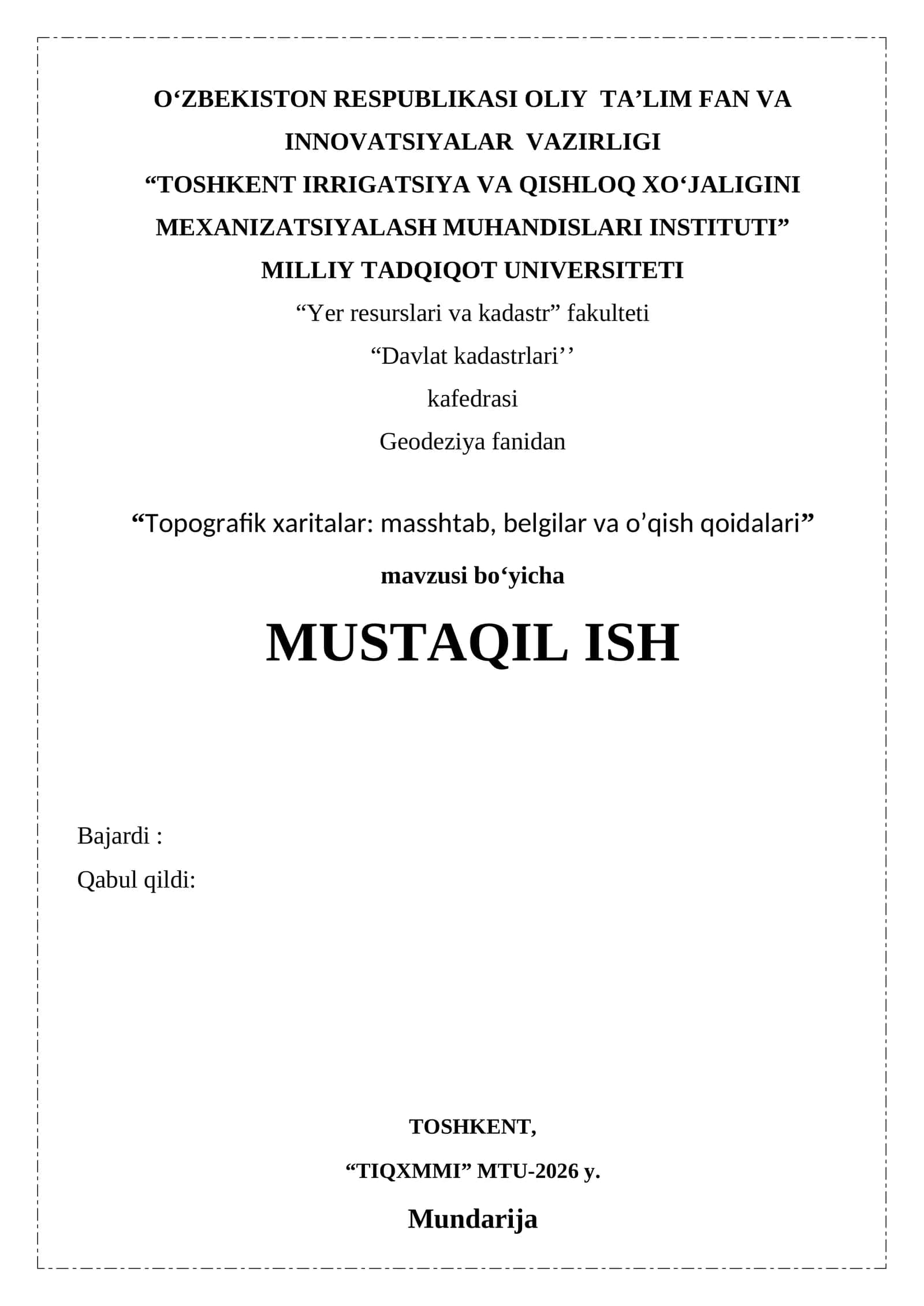 Topografik xaritalar masshtab, belgilar va o’qish qoidalari 1