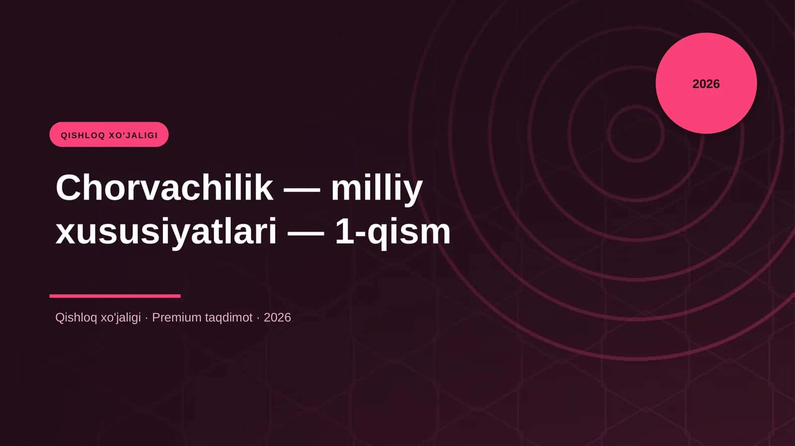 Chorvachilik — milliy xususiyatlari — 1-qism 1