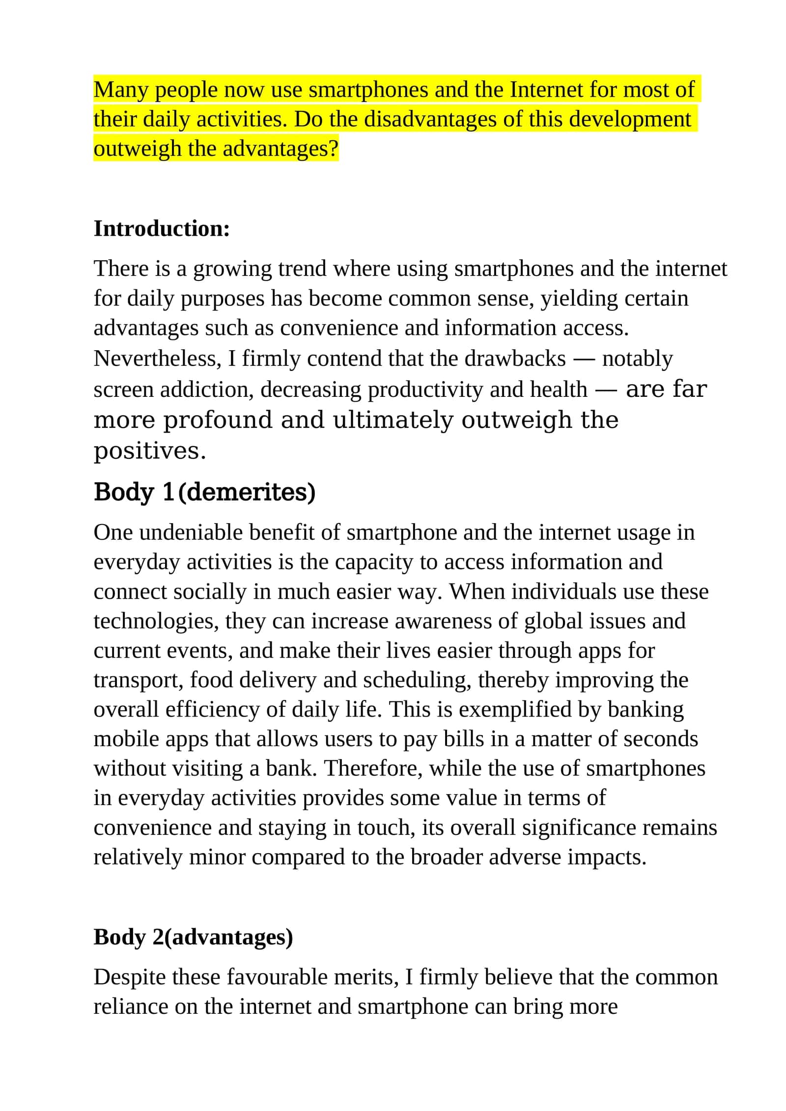 Advantages and Disadvantages of Smartphone and Internet Usage 1