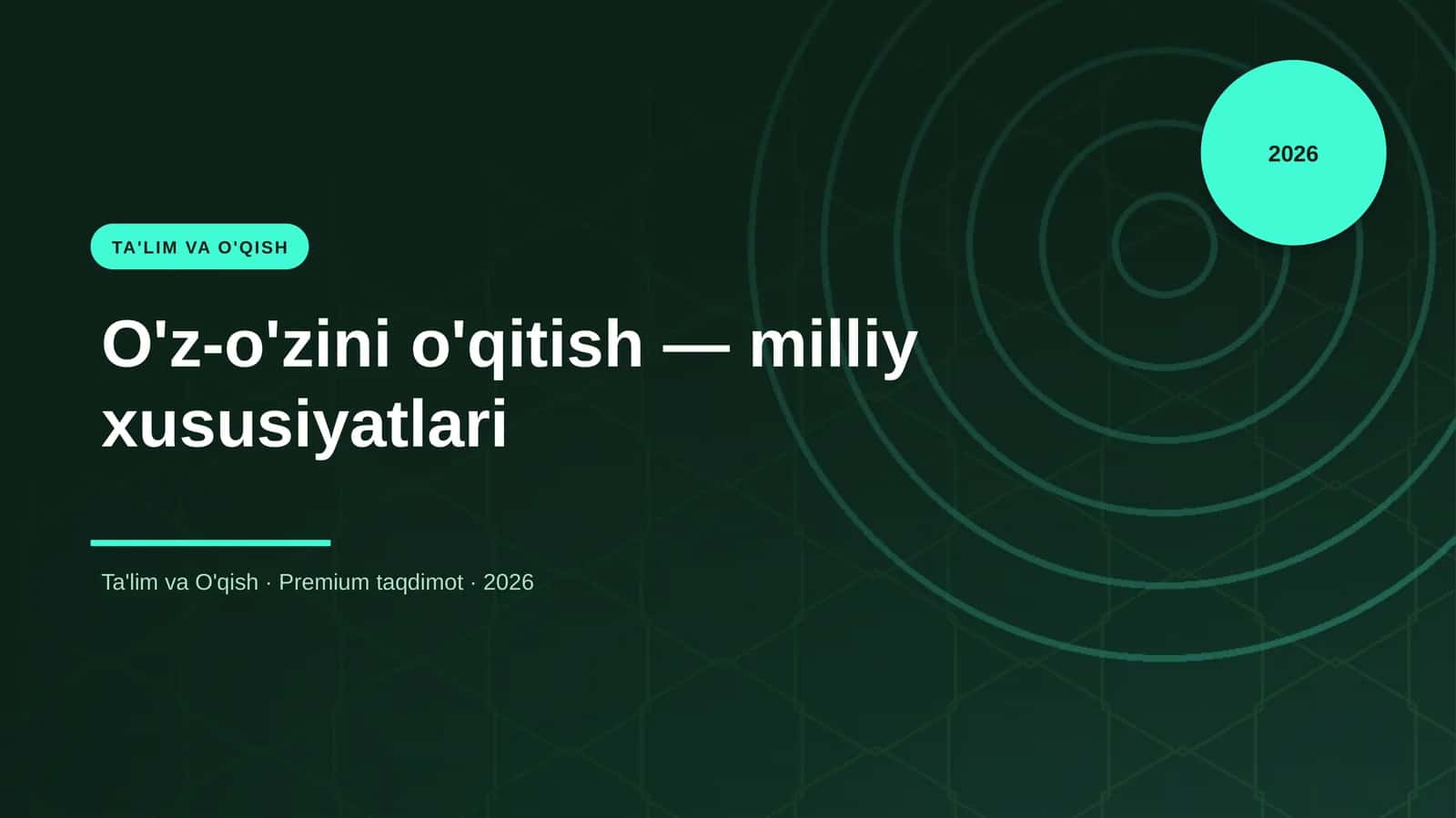 O'z-o'zini o'qitish — milliy xususiyatlari 1
