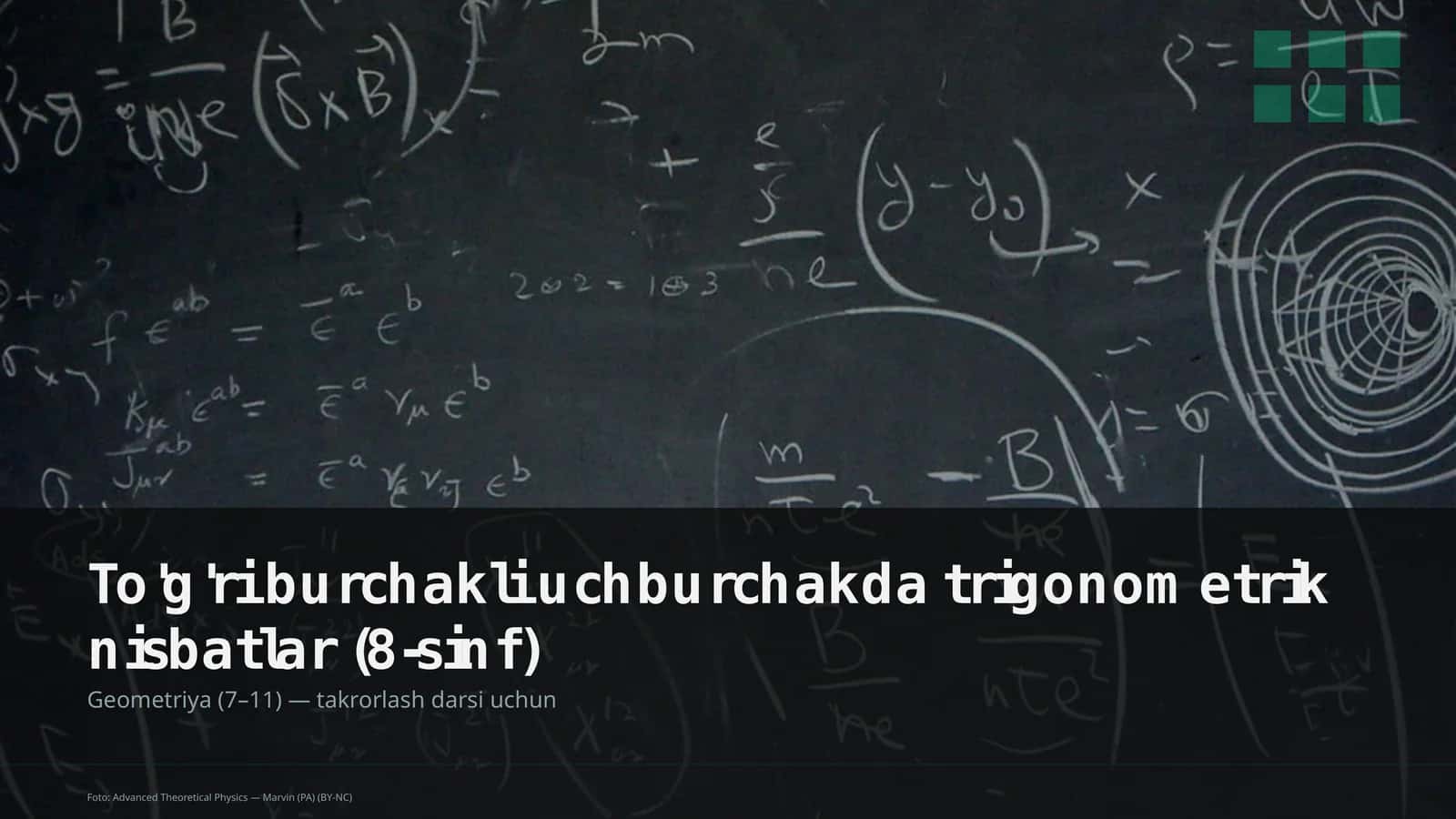 To'g'ri burchakli uchburchakda trigonometrik nisbatlar (8-sinf) 1