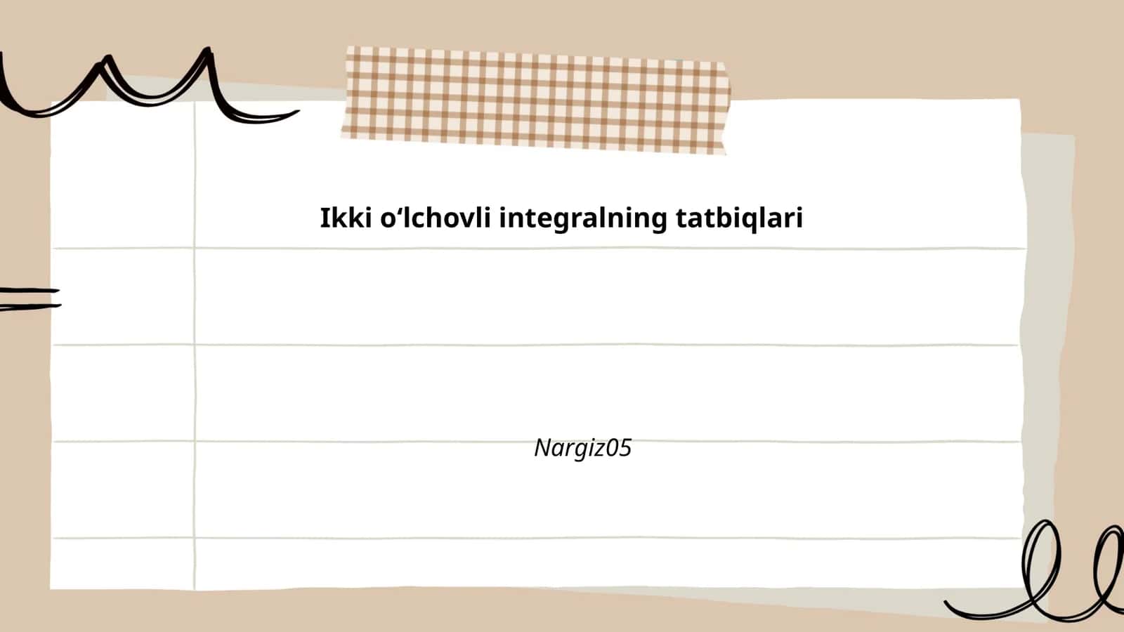 Ikki oʻlchovli integralning tatbiqlari 1