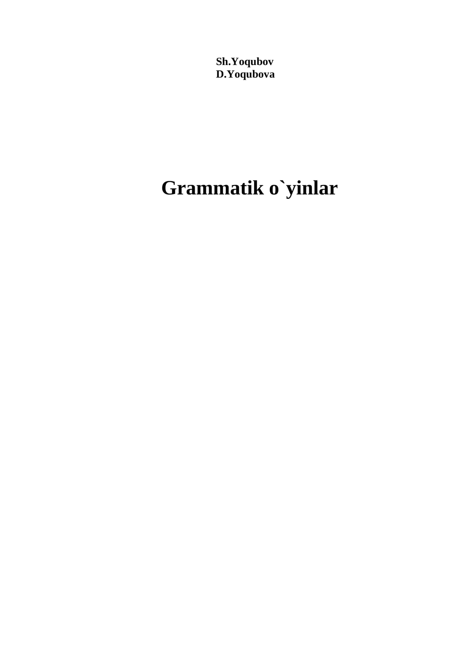 Grammatik o`yinlar 1