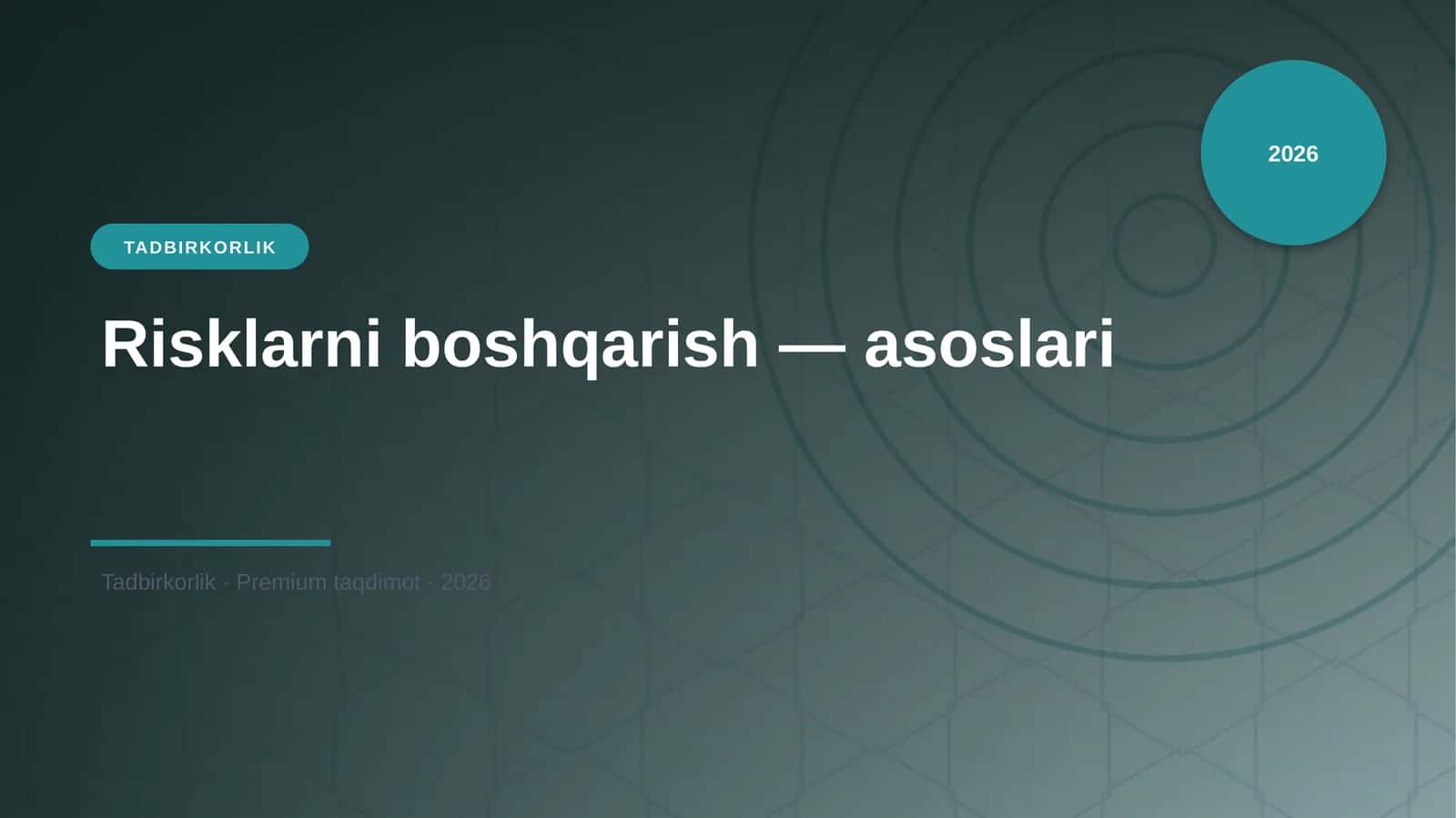 Risklarni boshqarish — asoslari 1