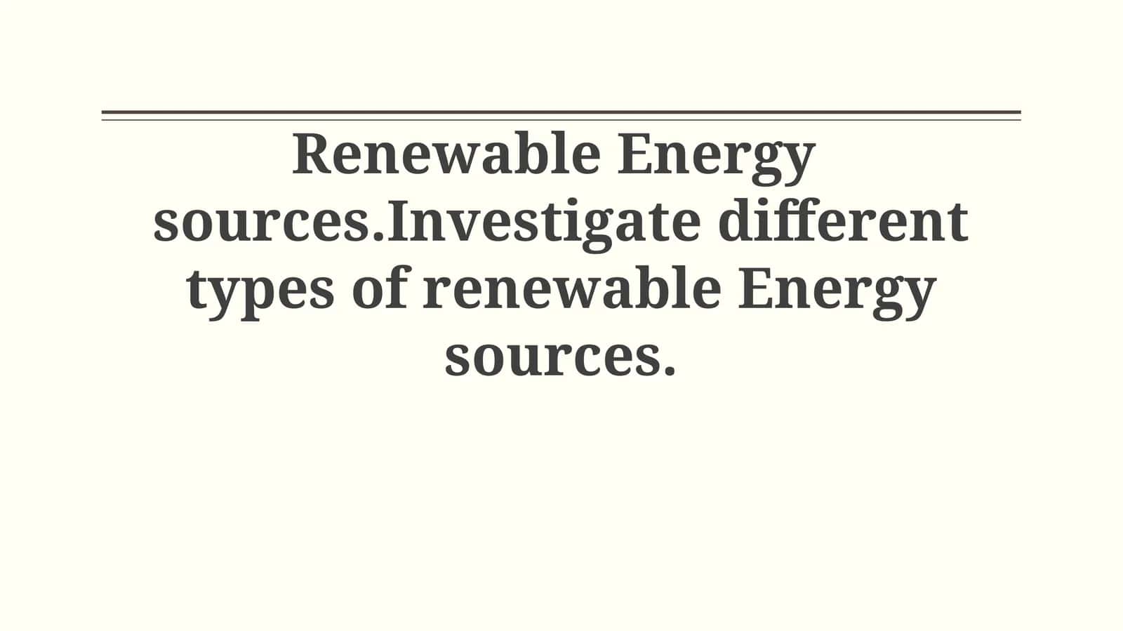 Renewable Energy sources 1