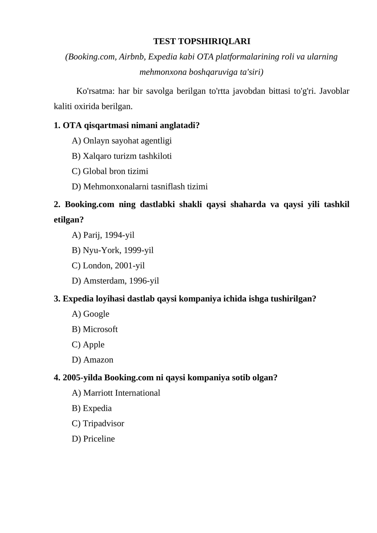TEST TOPSHIRIQLARI 1