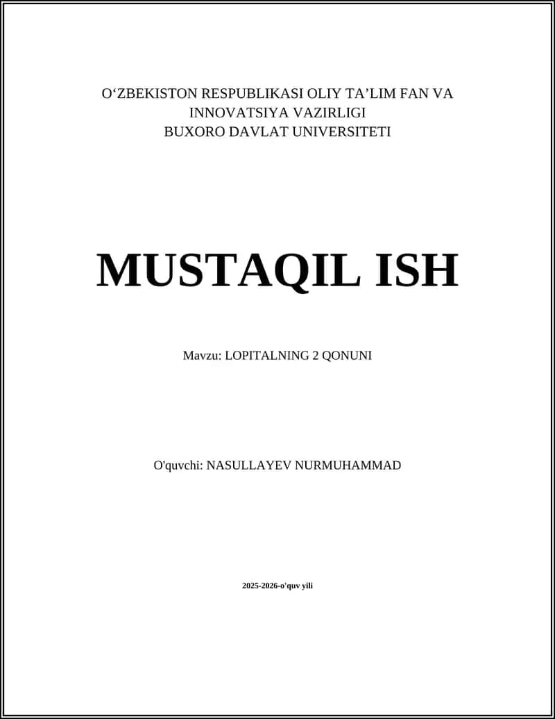 Lopitalning 2 Qonuni 1
