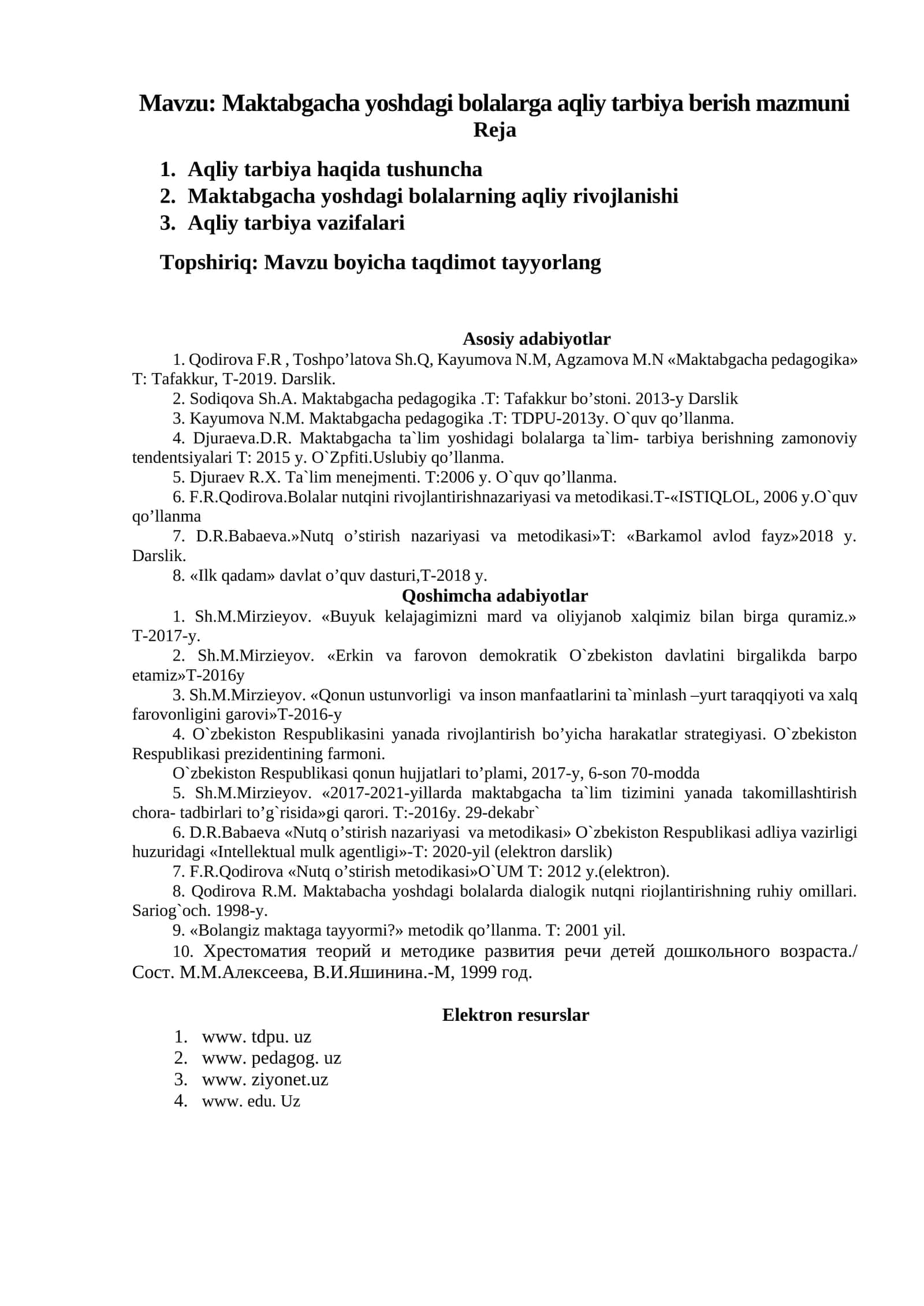 Maktabgacha yoshdagi bolalarga aqliy tarbiya berish mazmuni 1