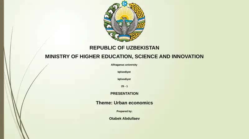 Urban economics 1