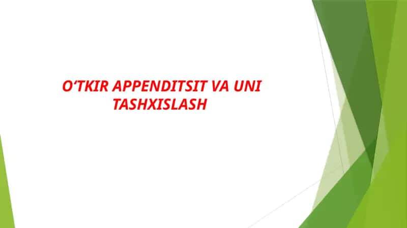 O‘tkir Appendisit va uni Tashxislash 1