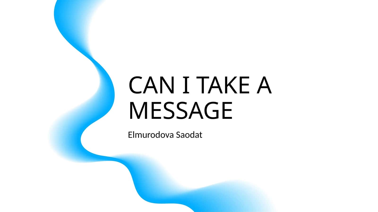 CAN I TAKE A MESSAGE 1