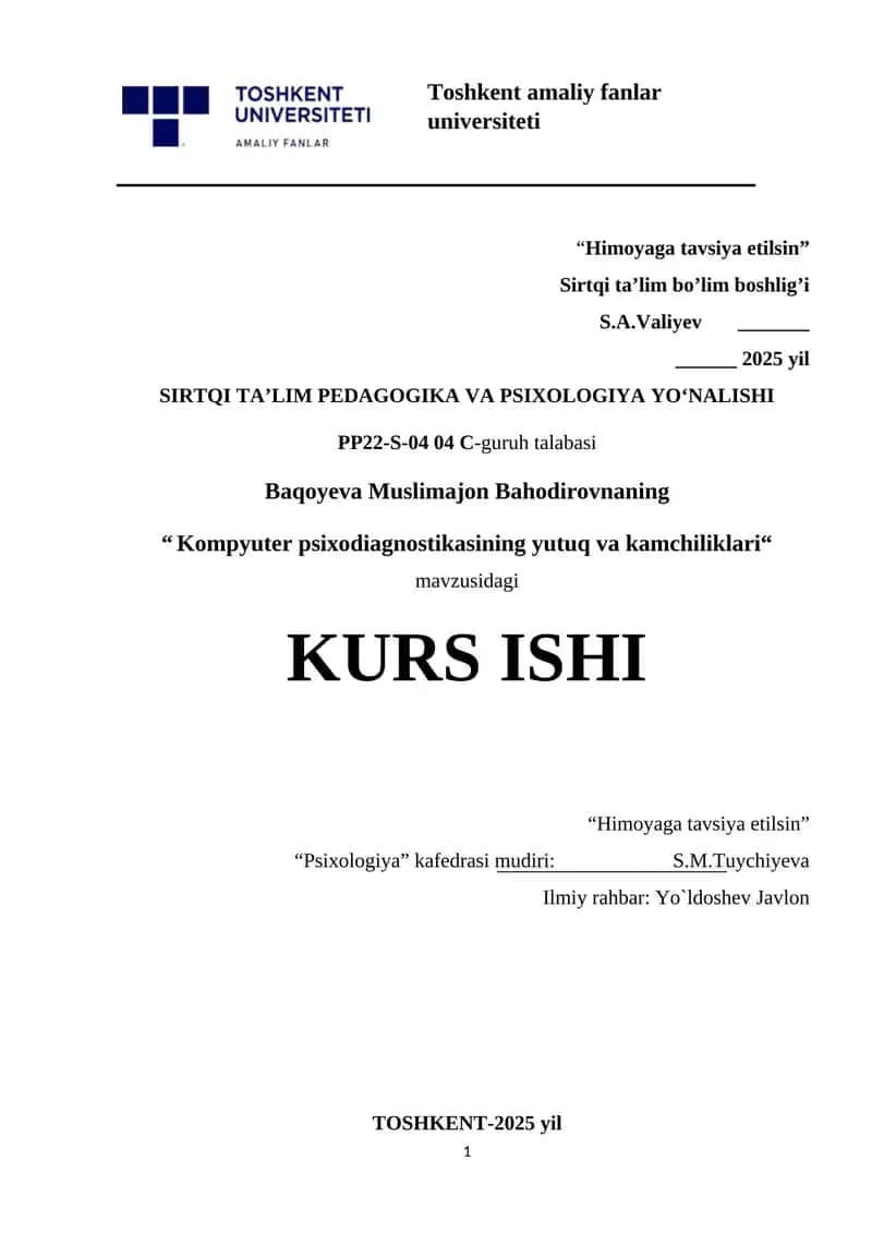 Kompyuter psixodiagnostikasi 1