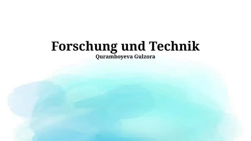 Forschung und Technik 1