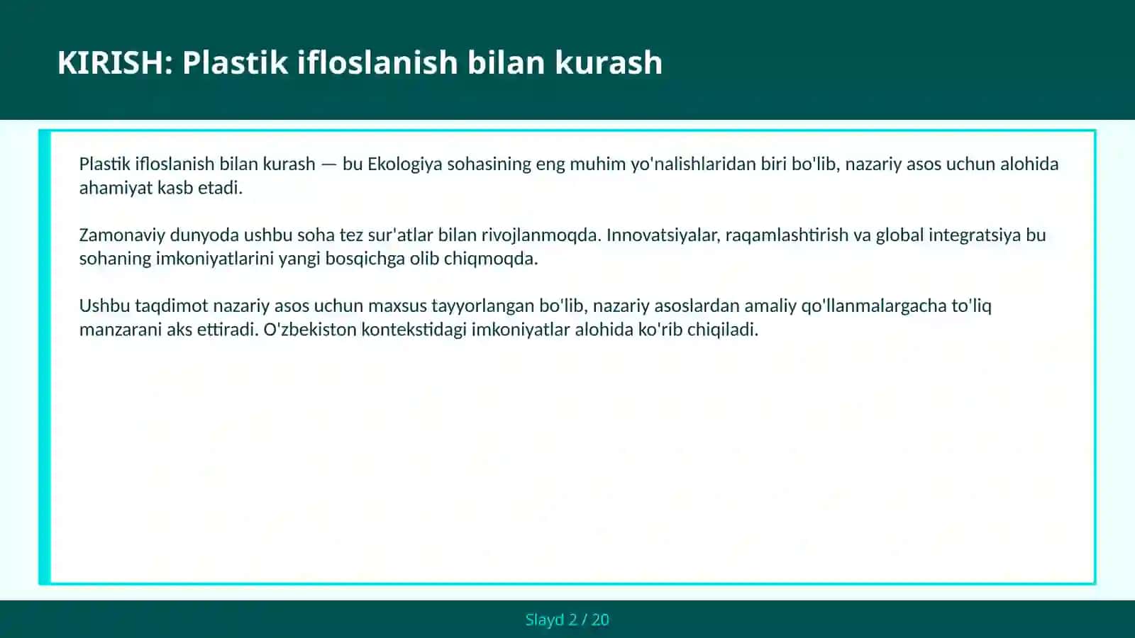 Plastik ifloslanish bilan kurash 2