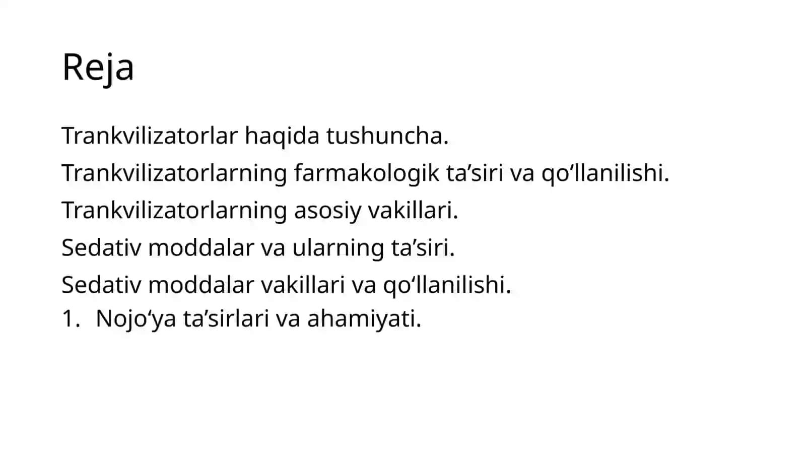 TRANKVILIZATORLAR VA SEDATIV MODDALAR 2