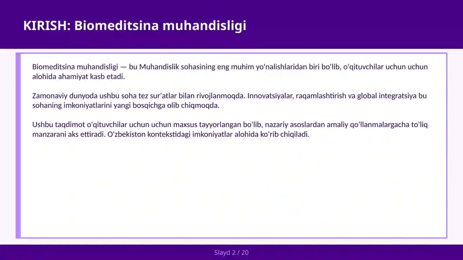 BIOMEDITSINA MUHANDISLIGI 2