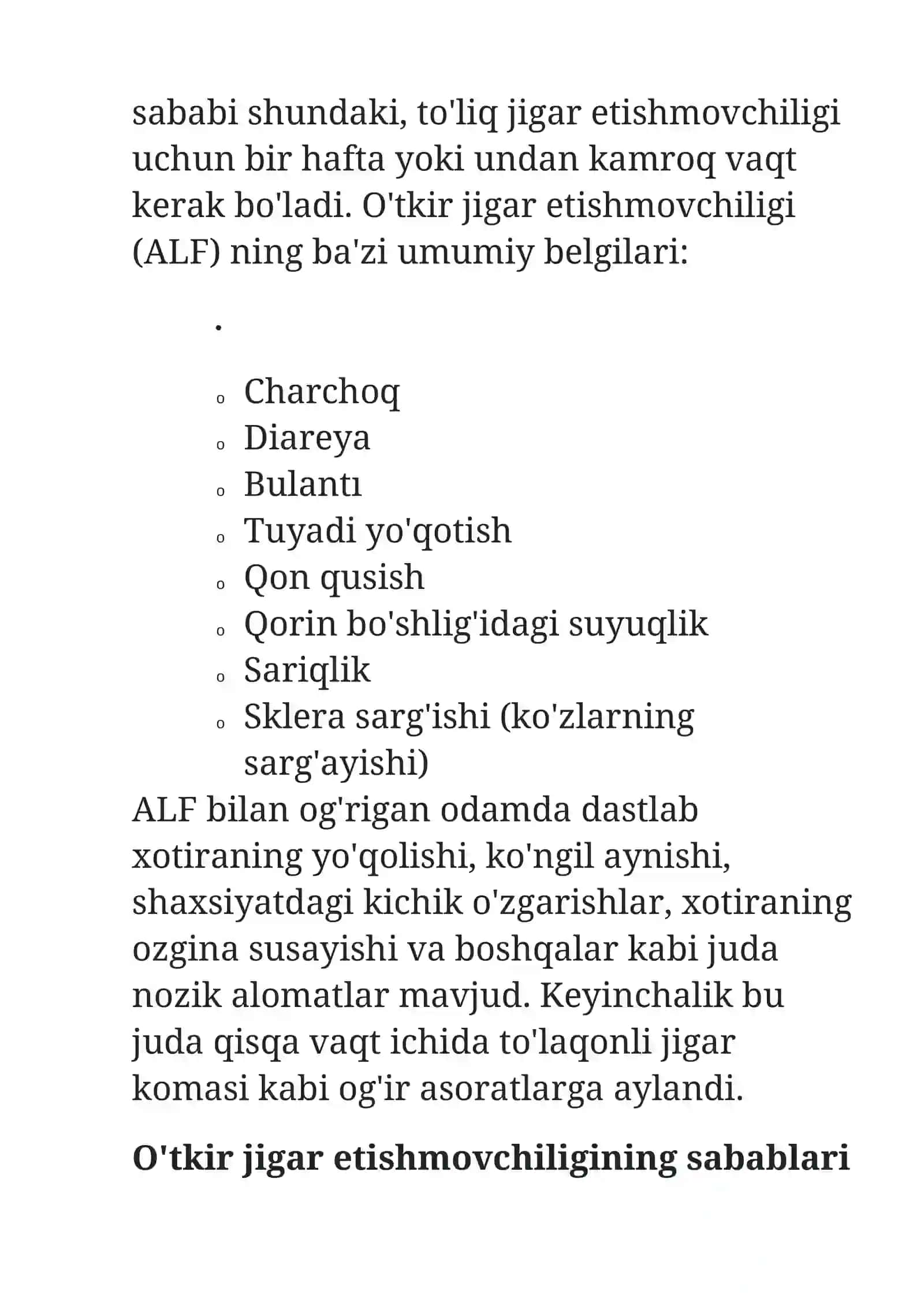 O'tkir jigar yetishmovchiligi 2