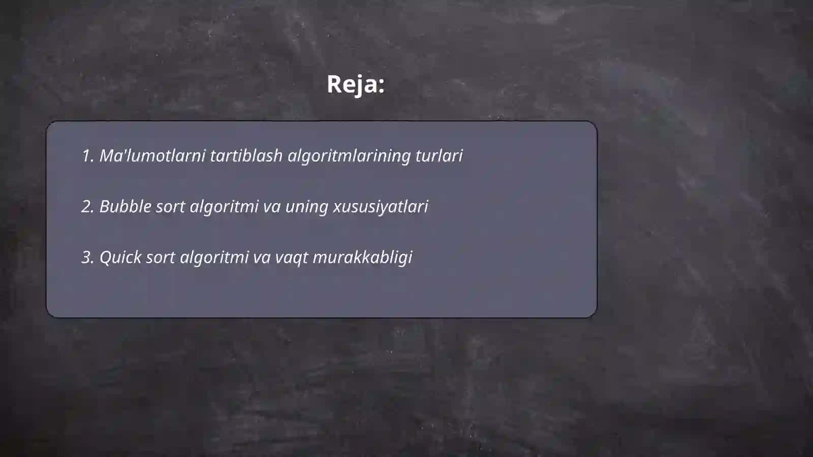 Bubble sort algoritmi va uning xususiyatlari 2