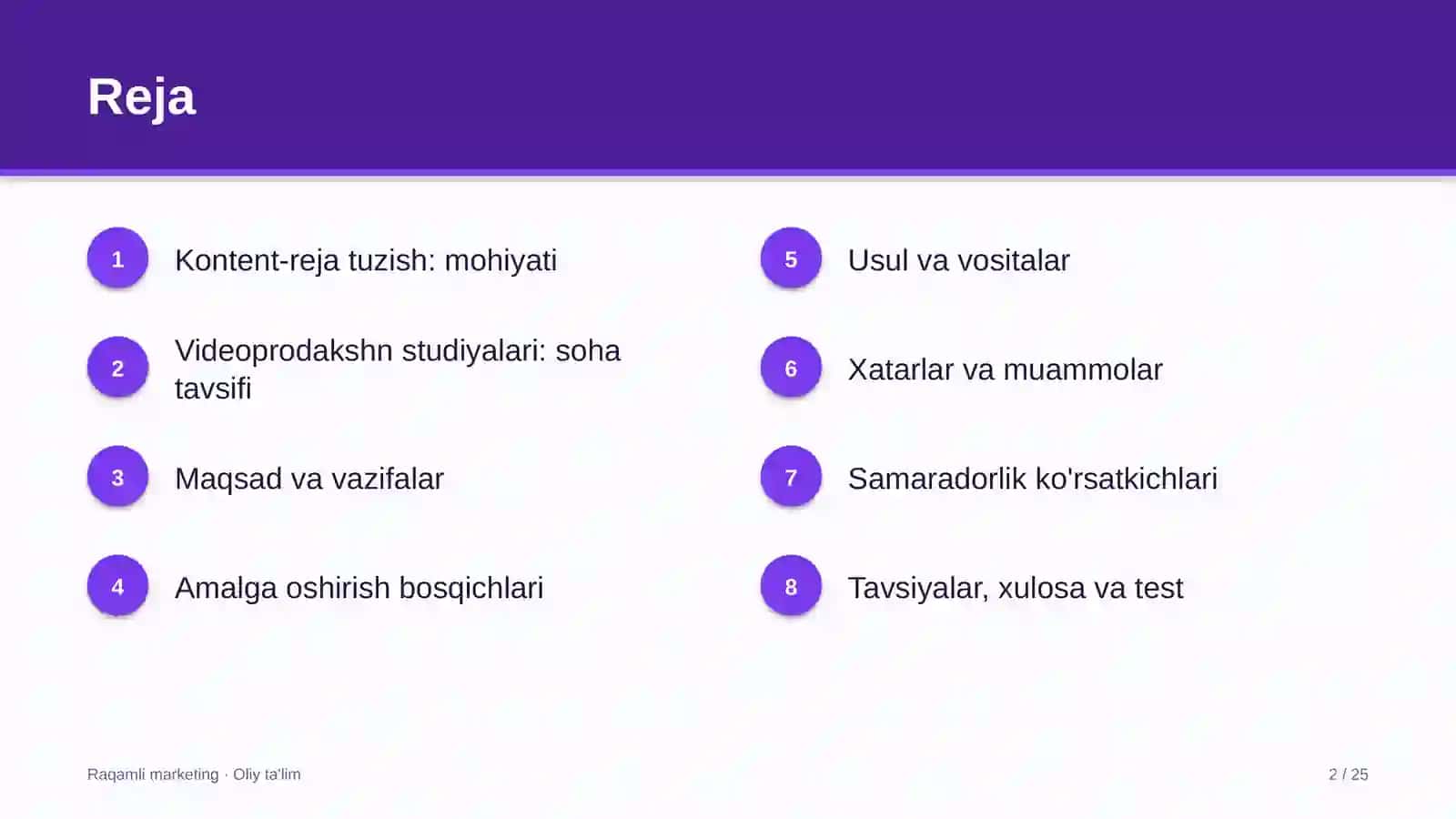 Videoprodakshn studiyalarida kontent-reja tuzish 2