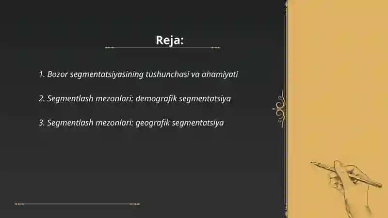 Bozor segmentatsiyasi va xaridorlar turlari 2