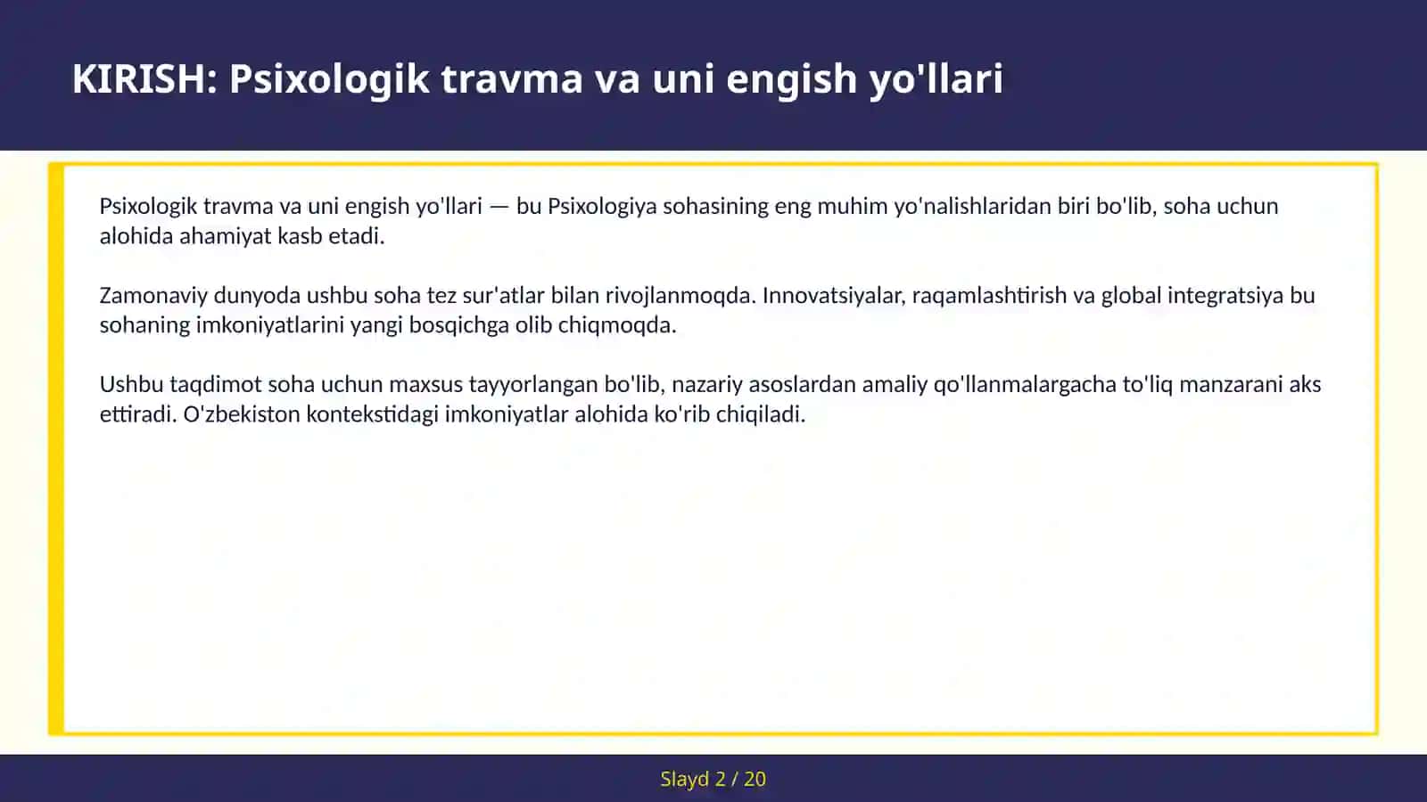 Psixologik travma va uni engish yo'llari 2
