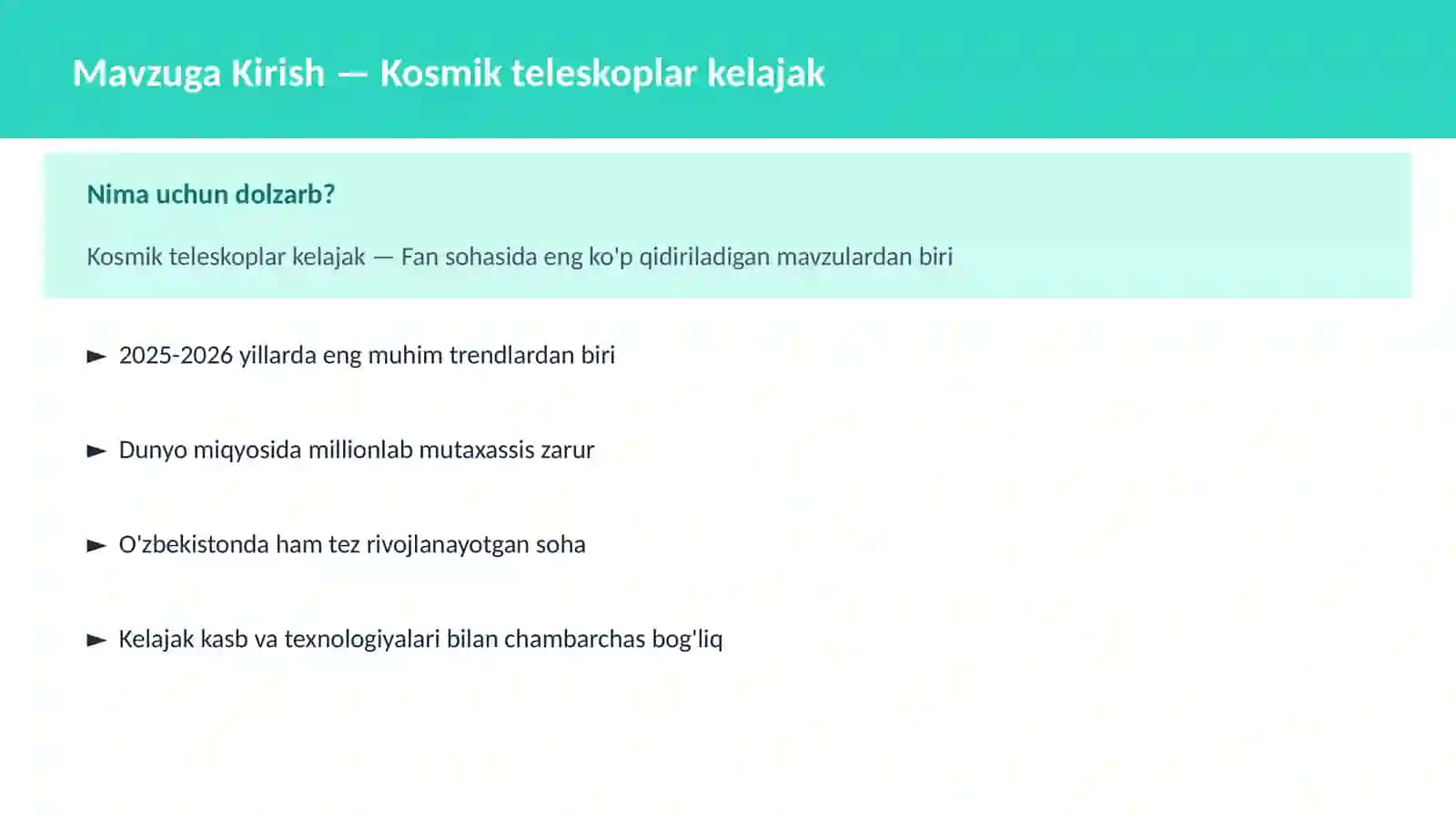 Kosmik teleskoplar kelajak 2