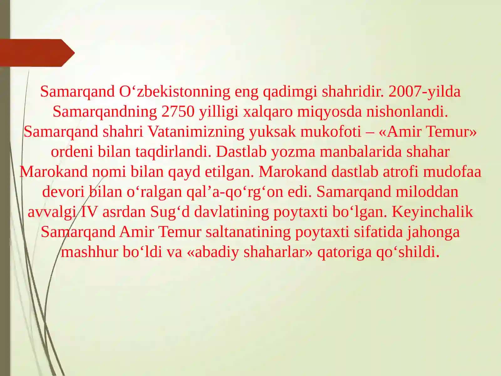 O’ZBEKISTONNING TARIXIY SHAHARLARI 2