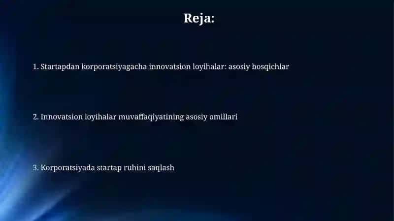 Startapdan korporatsiyagacha innovatsion loyihalar: asosiy bosqichlar 2
