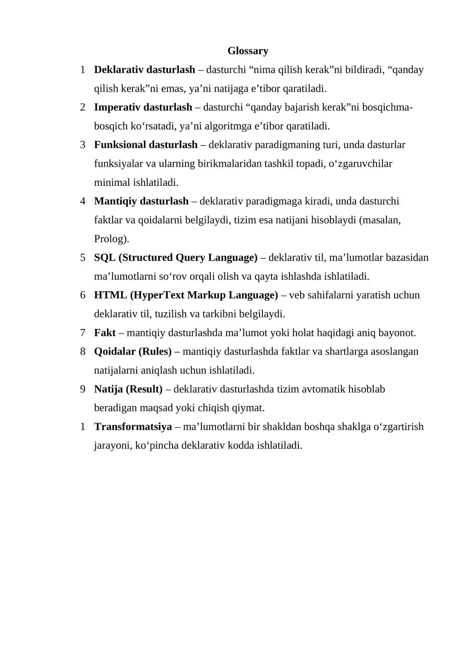 Deklarativ dasturlash 2