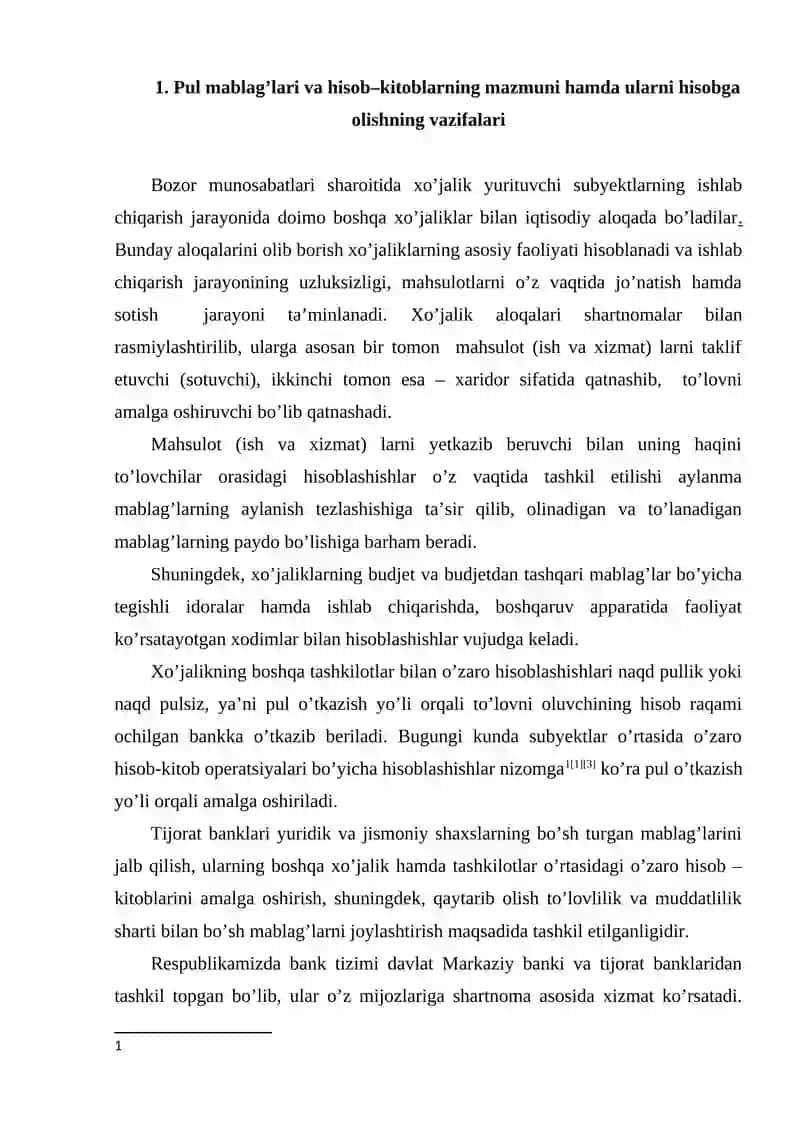 Pul mablag’lari va hisob–kitoblar hisobi 2