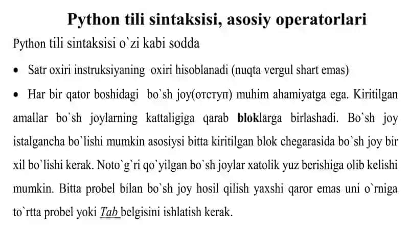 Python dasturlash tili 2