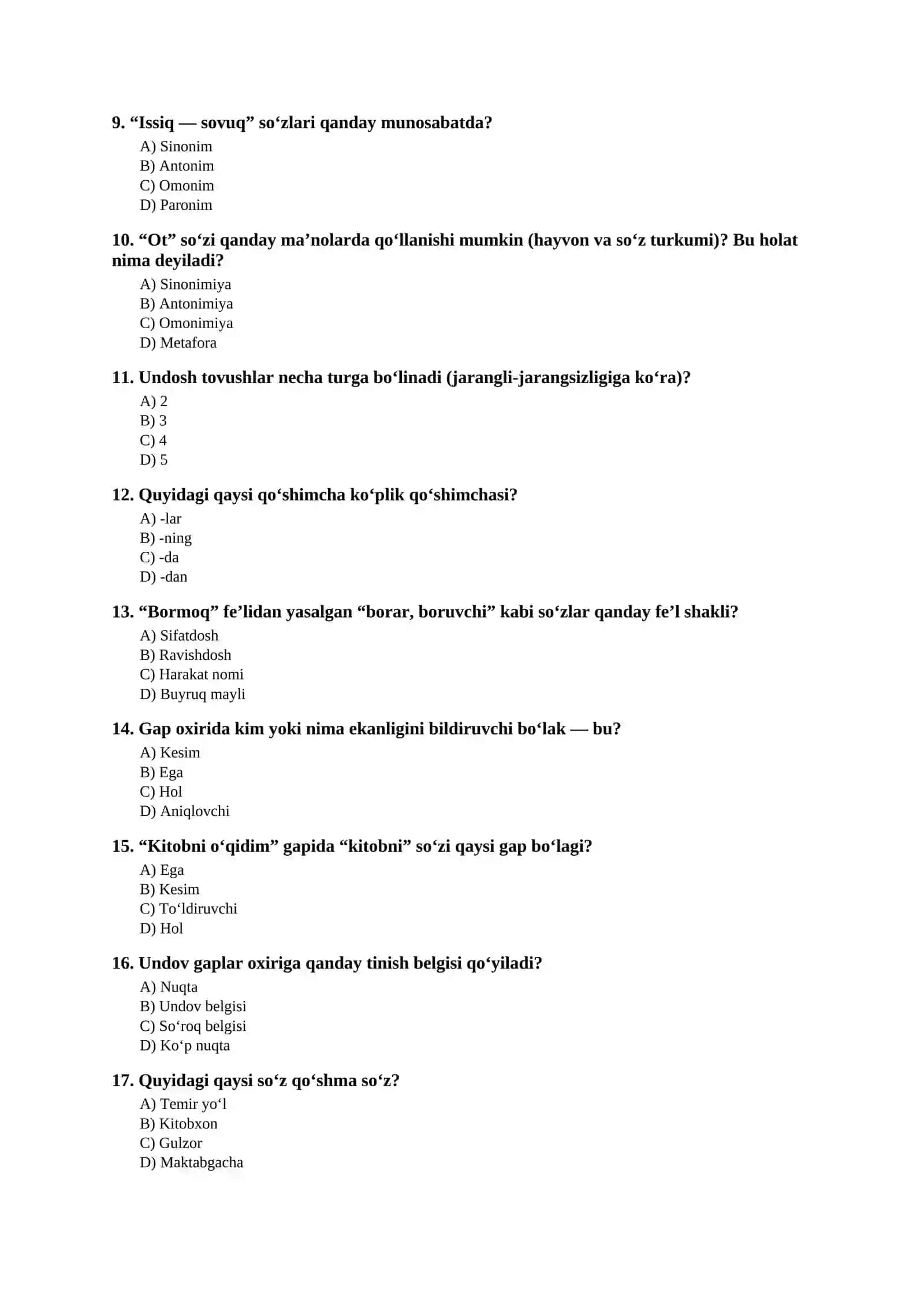 ONA TILI FANIDAN TEST 2