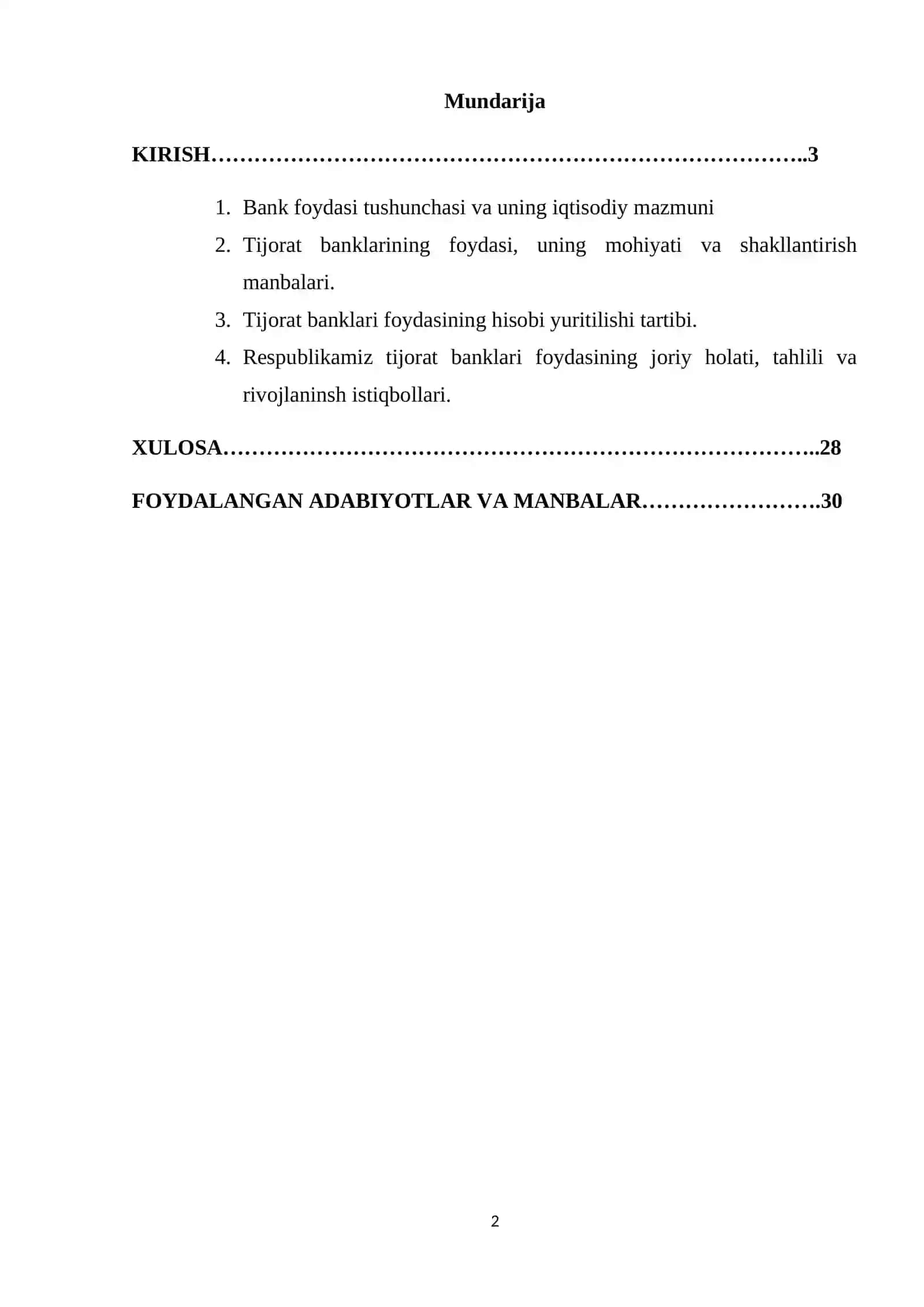 MUSTAQIL ISH - Bank Foydasi va uning Hisobini Yuritish 2