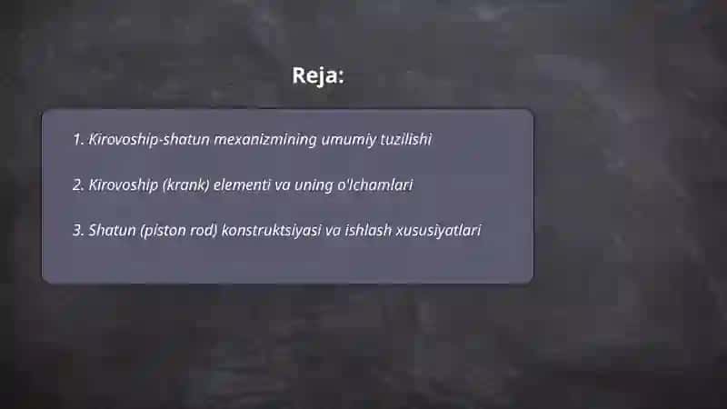 Kirovoship-shatun mexanizmi tuzulishi 2