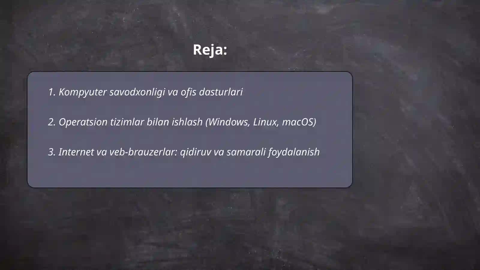 Kompyuter savodxonligi va ofis dasturlari 2