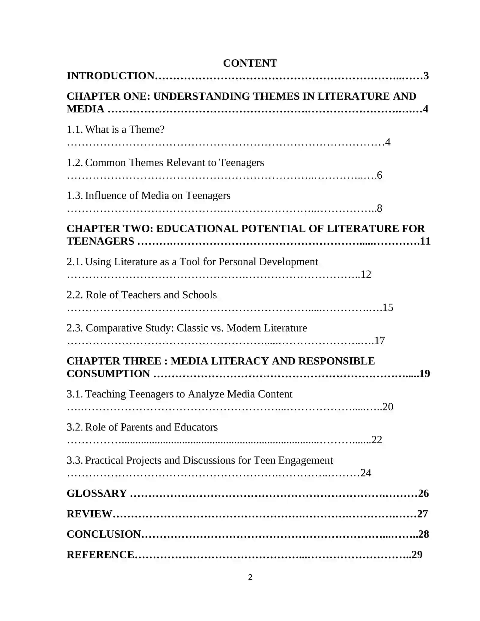 Course Work on Analyzing Themes and Educational Teenagers 2
