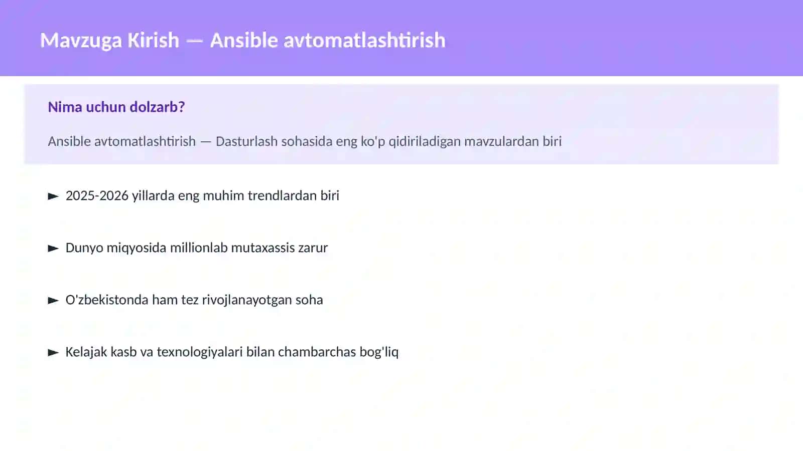 Ansible avtomatlashtirish 2