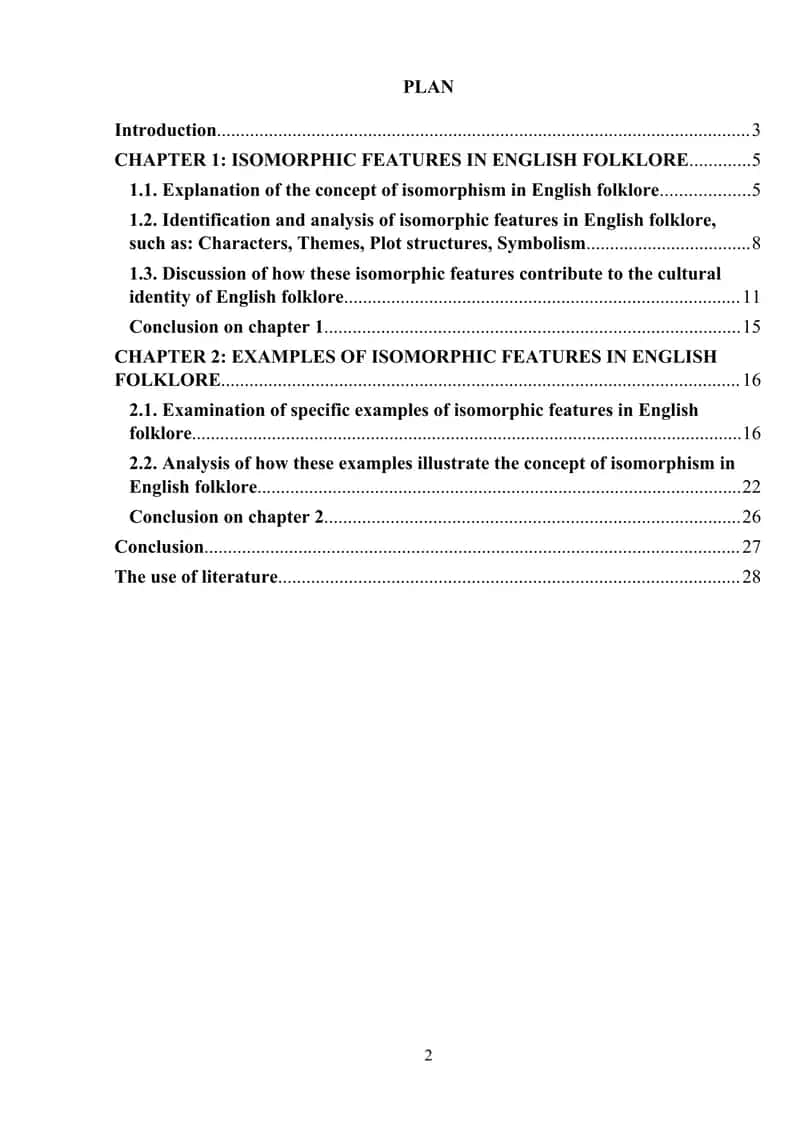 Coursework on Isomorphic Features in English Folklore 2