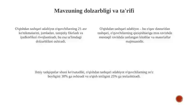 O'qishdan tashqari adabiyot 2