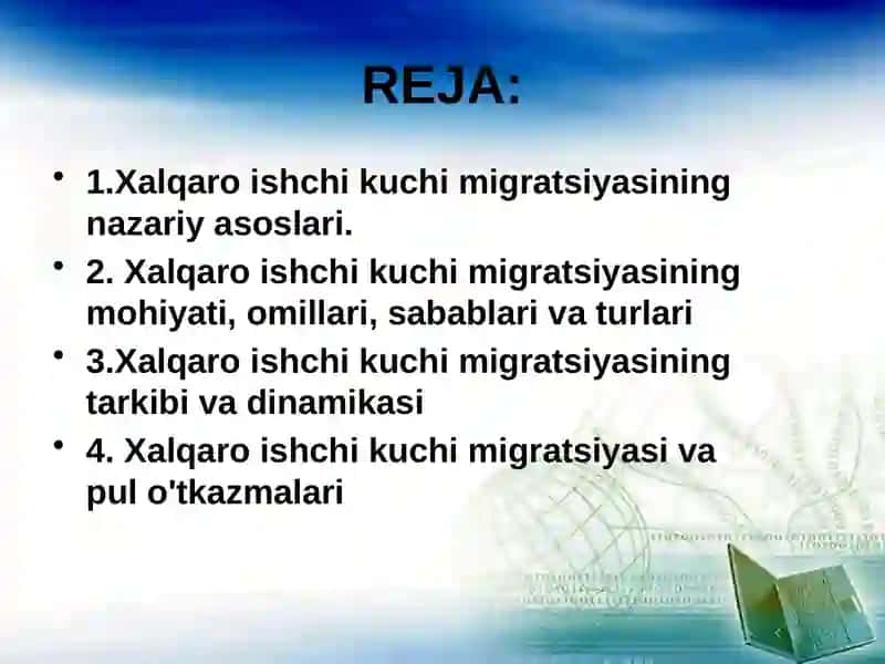 Xalqaro ishchi kuchi migratsiyasining nazariy asoslari 2