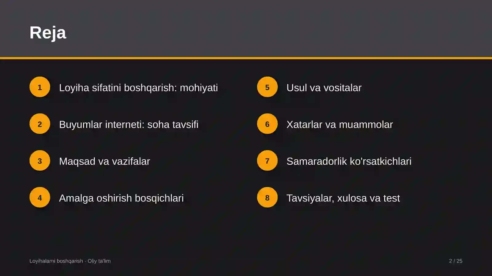 Buyumlar interneti sohasida loyiha sifatini boshqarish 2