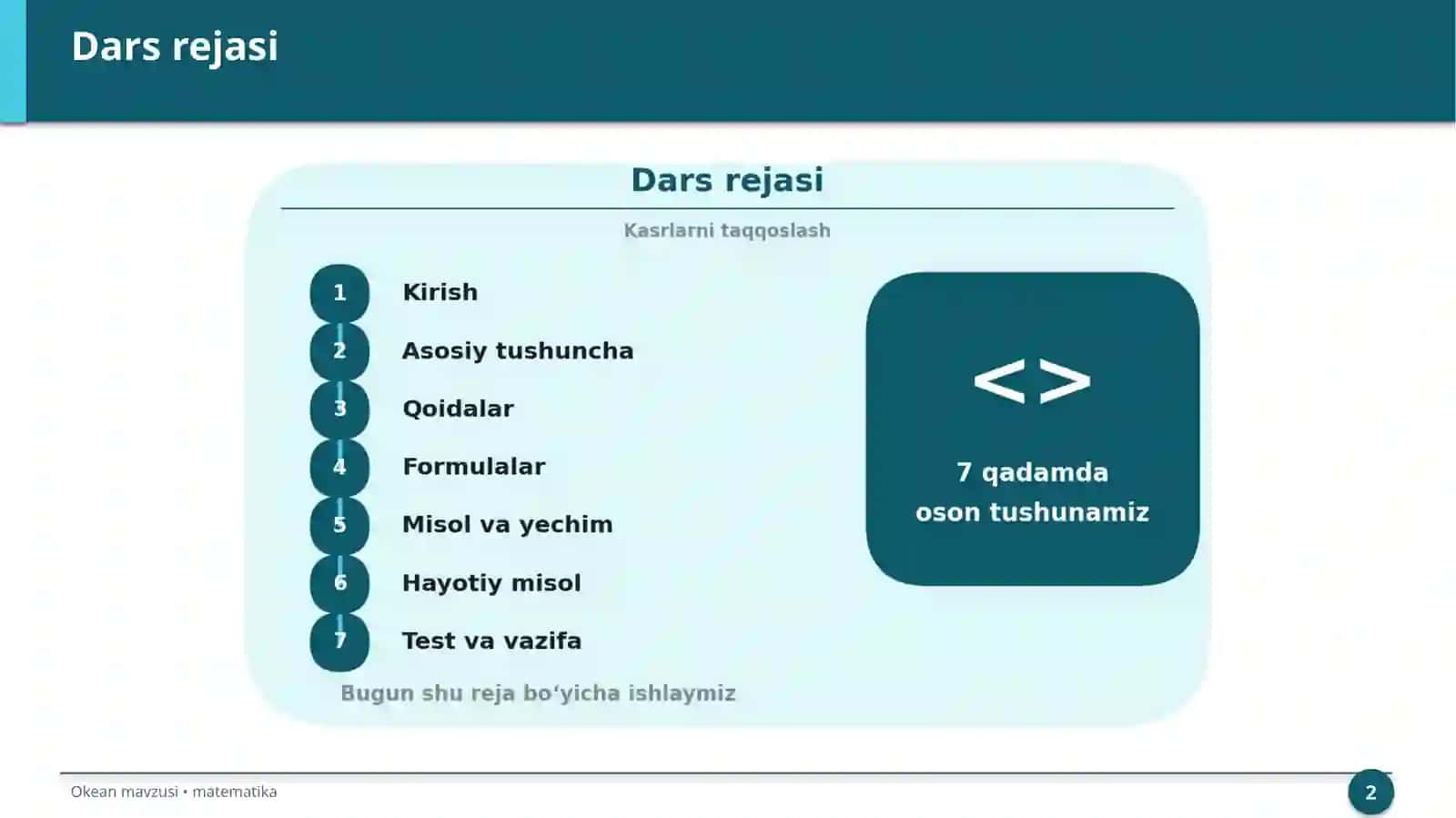 Kasrlarni taqqoslash 2