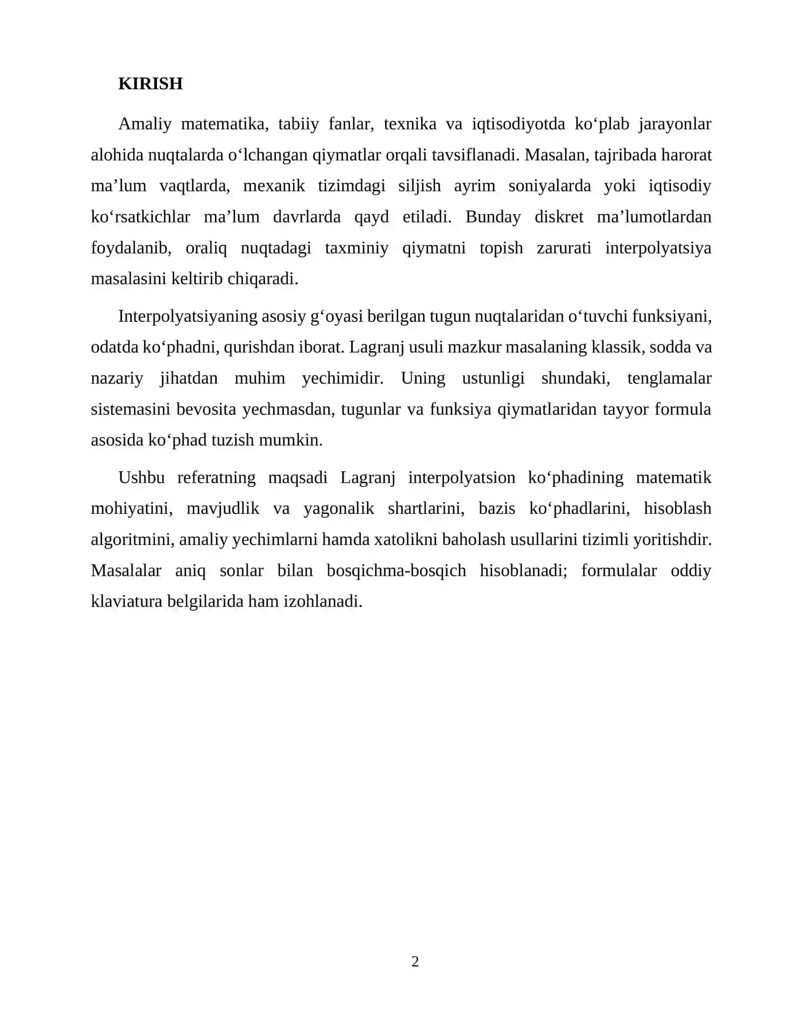 LAGRANJ INTERPOLYATSION KO‘PHADI 2