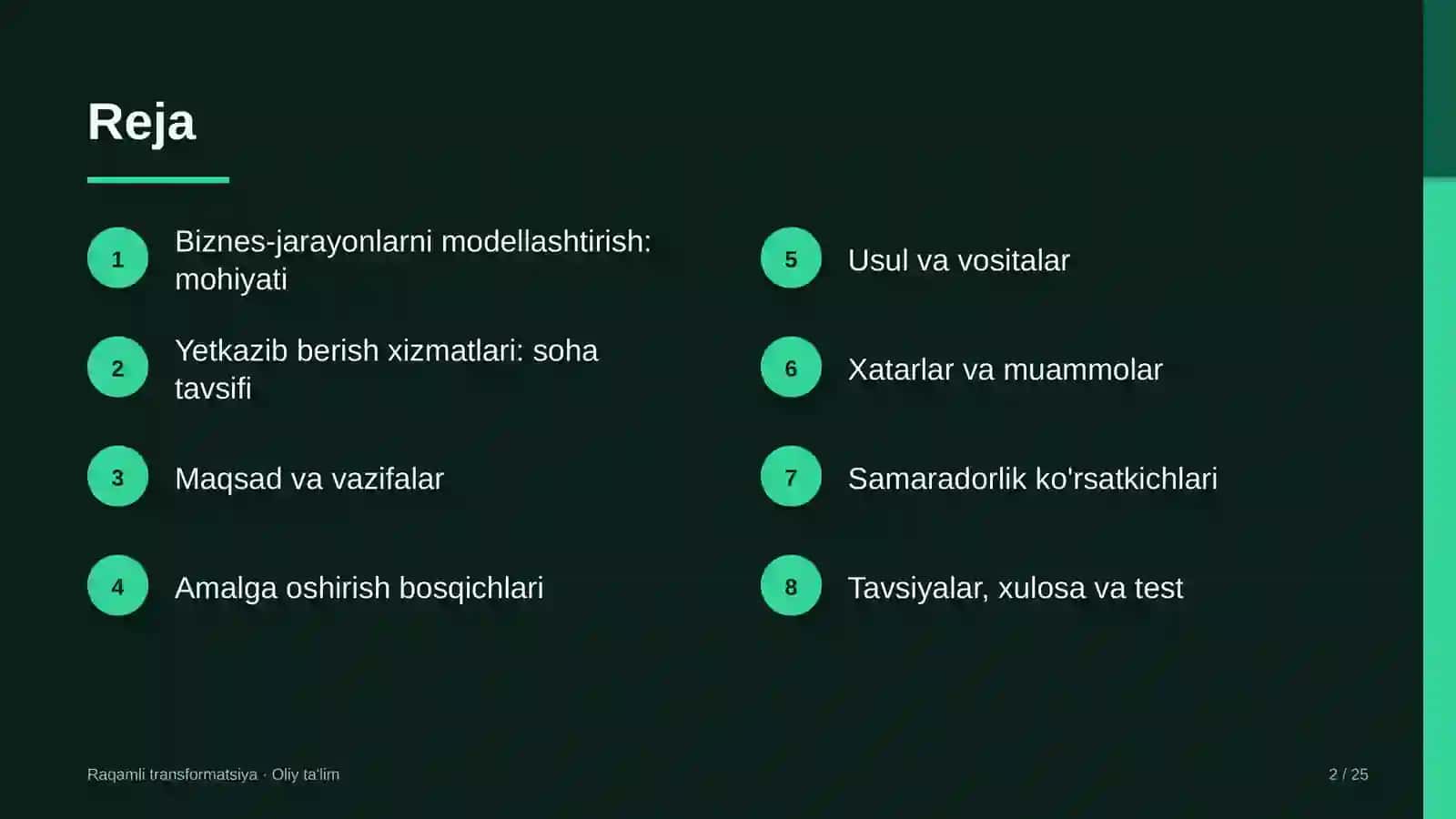Yetkazib berish xizmatlarida biznes-jarayonlarni modellashtirish 2