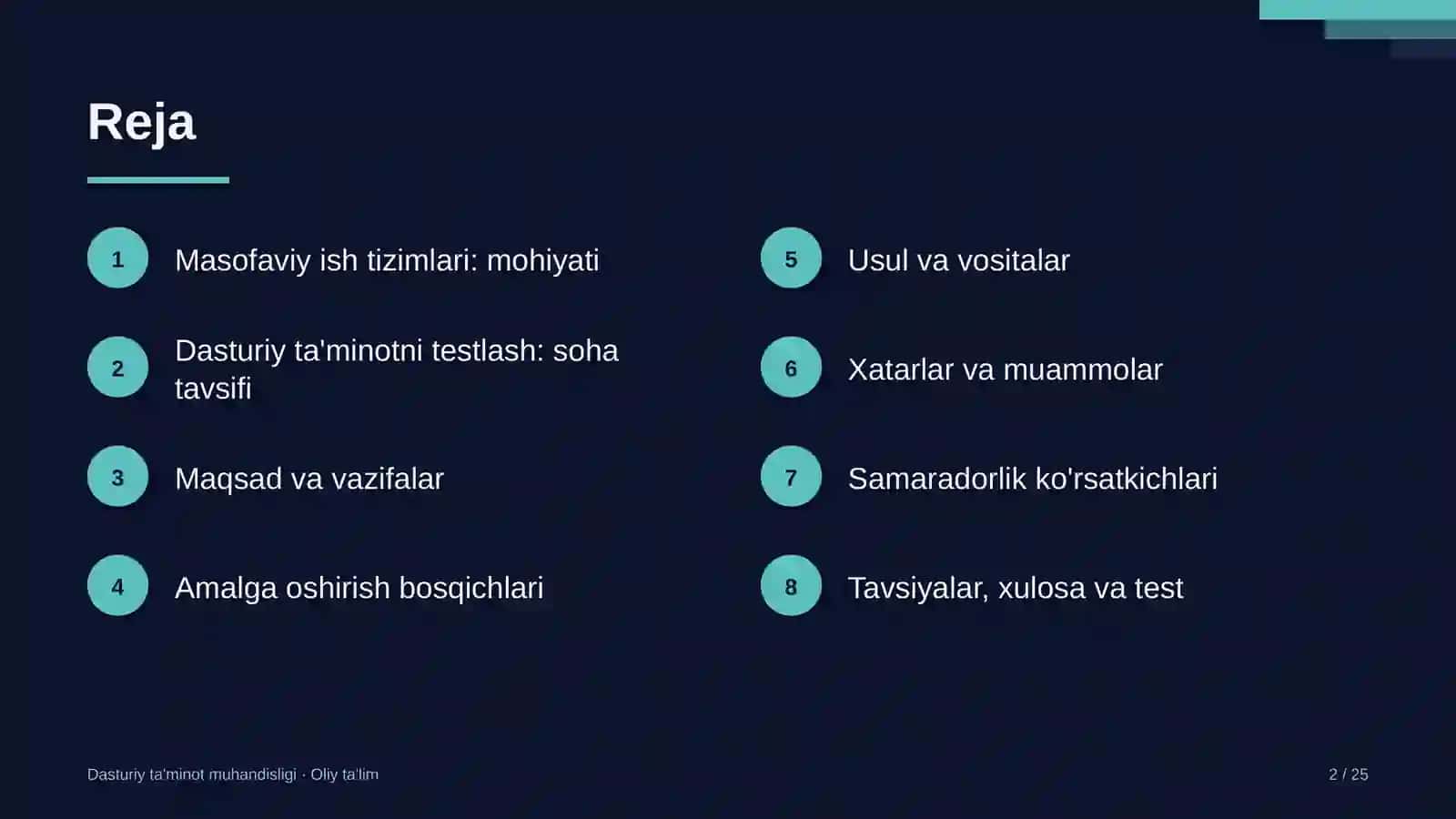 DASTURIY TA'MINOT MUHANDISLIGI · OLIY TA'LIM 2
